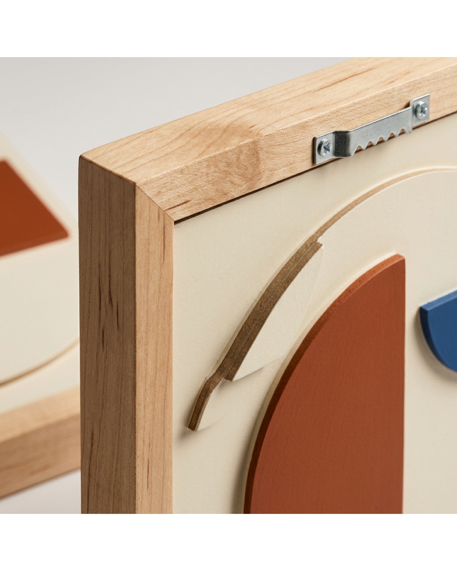 Rutly Geometric Relief Wall Art 20 × 20 in Maple Frames Set of 2 - Detail view