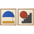 Rutly Geometric Relief Wall Art 20 × 20 in Maple Frames Set of 2 - Product view