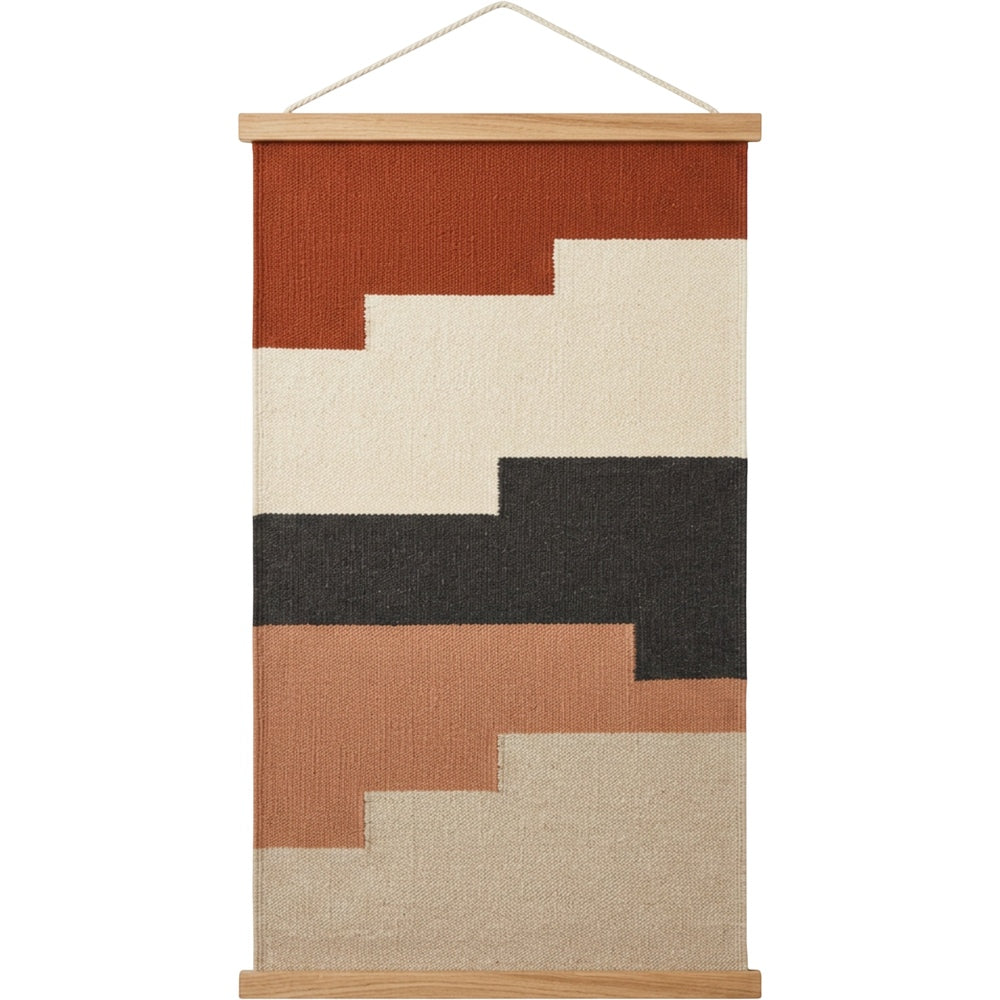 Rutly Woven Stepped Band Wall Hanging 20 × 36 in Oak Rails - Product view