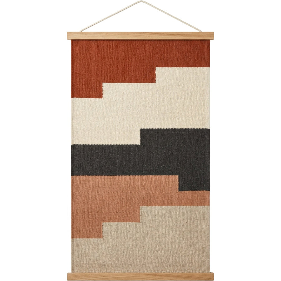 Rutly Woven Stepped Band Wall Hanging 20 × 36 in Oak Rails